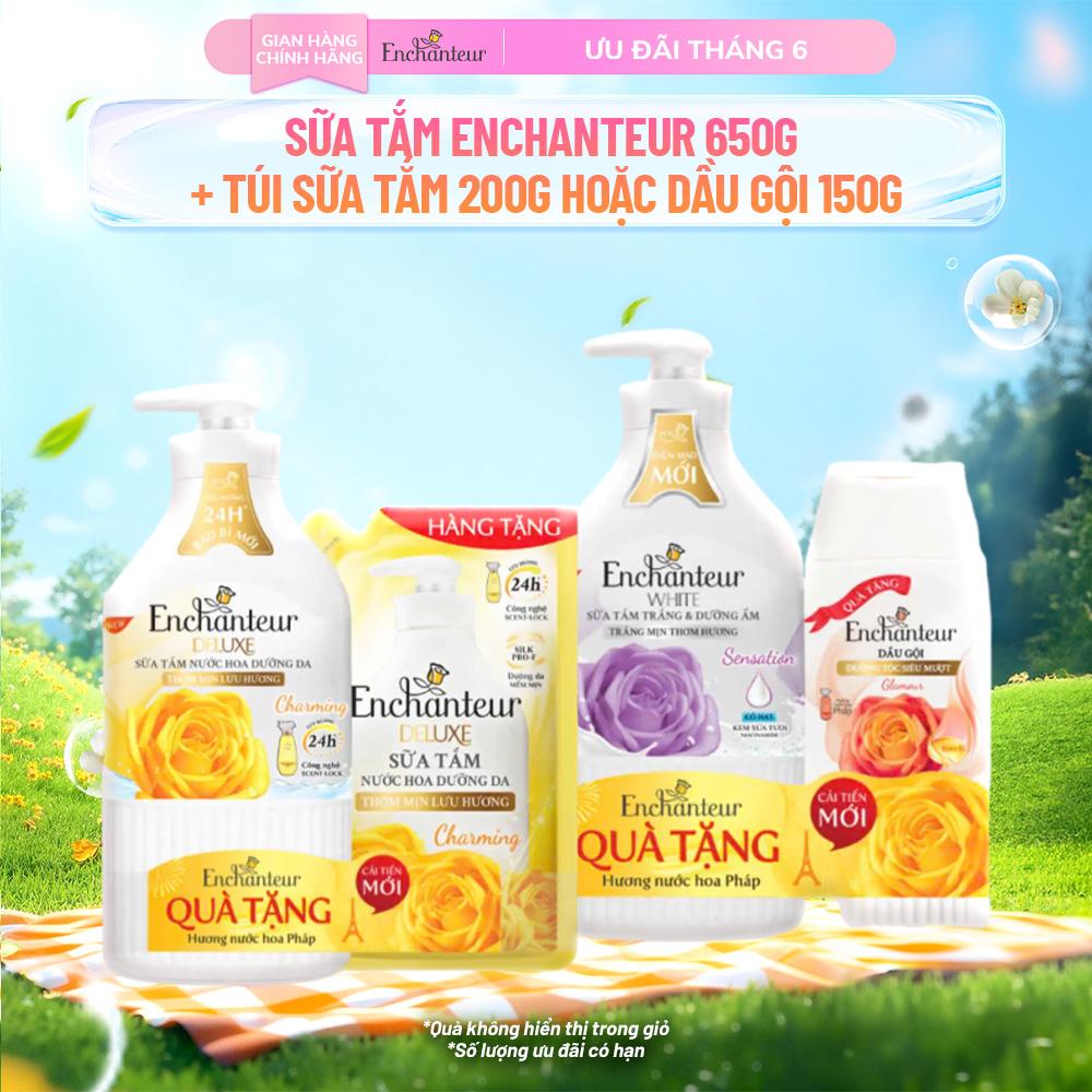 [MUA 1 TẶNG 1] Sữa tắm Enchanteur hương nước hoa Charming/Glamour/Sensation/Romantic 650g TẶNG 1 Túi sữa tắm 200g/150g