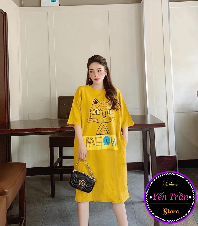 [Yến Trần] Đầm Suông Dáng Suông Form Đại MEOW (Dành Cho Người 58-75Kg)