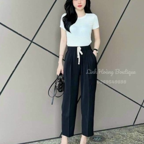 QuầN Baggy Nữ Ruby LưNg Chun Dáng Đứng Xưởng May Anh Thư