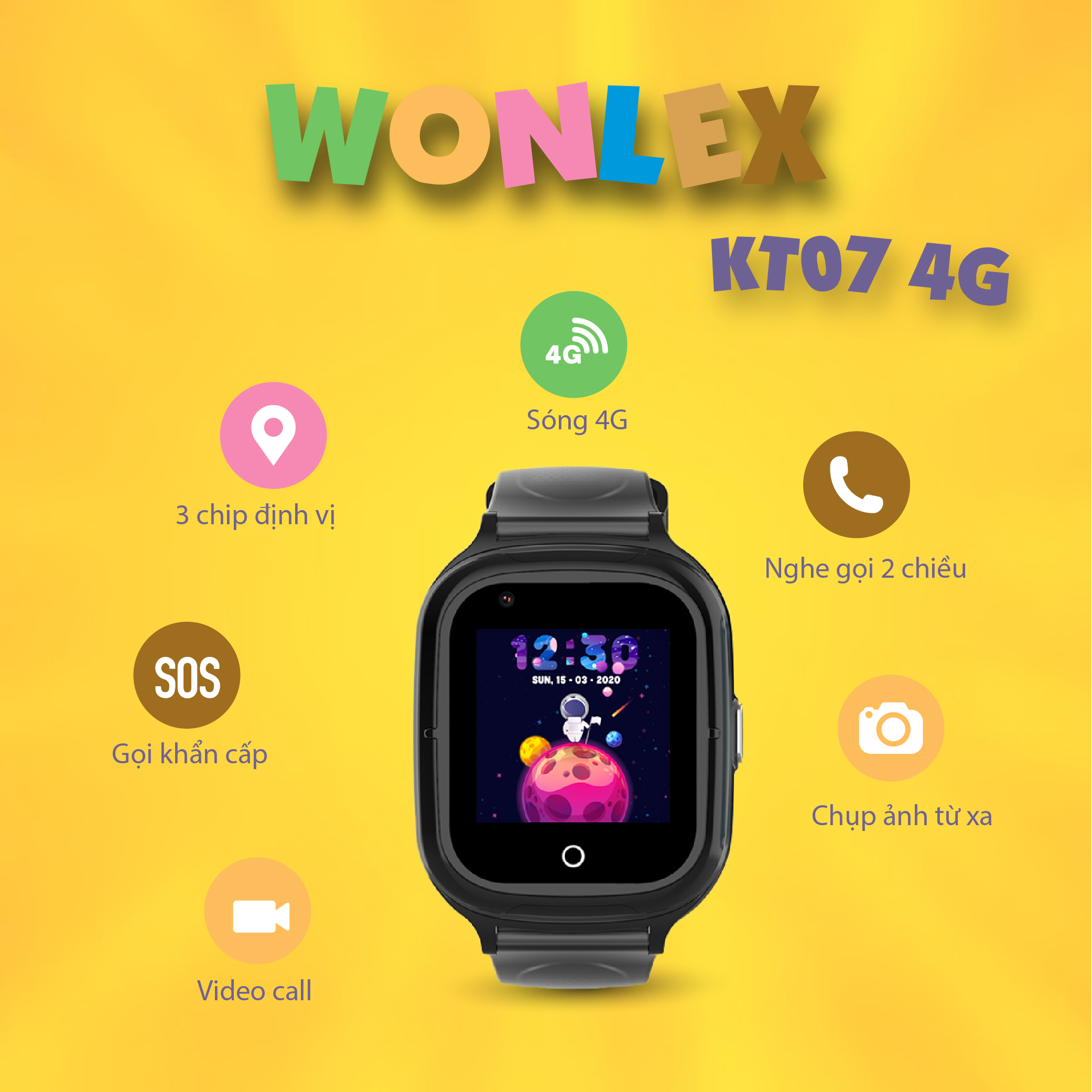 Đồng hồ định vị kháng nước nghe gọi video Wonlex KT07 4G,chính hãng BH 12 tháng