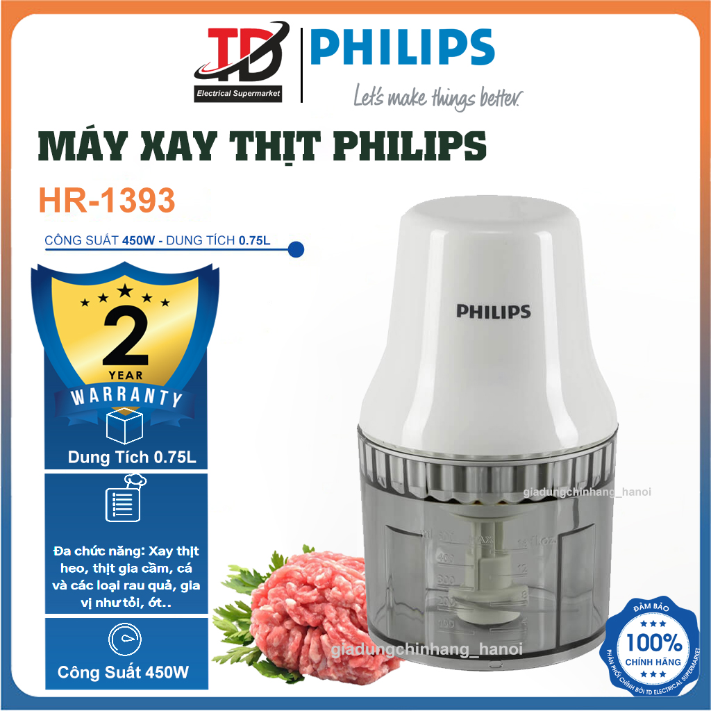 Máy Xay Thịt Philips HR1393, Công Suất 450W - Bảo Hành Chính Hãng 24 Tháng