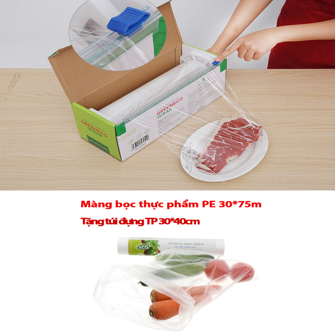 [Mua 1 Tặng 1] Màng bọc sinh học tự hủy tặng 100 túi đựng thực phẩm bảo quản đồ ăn sống chín trong tủ lạnh