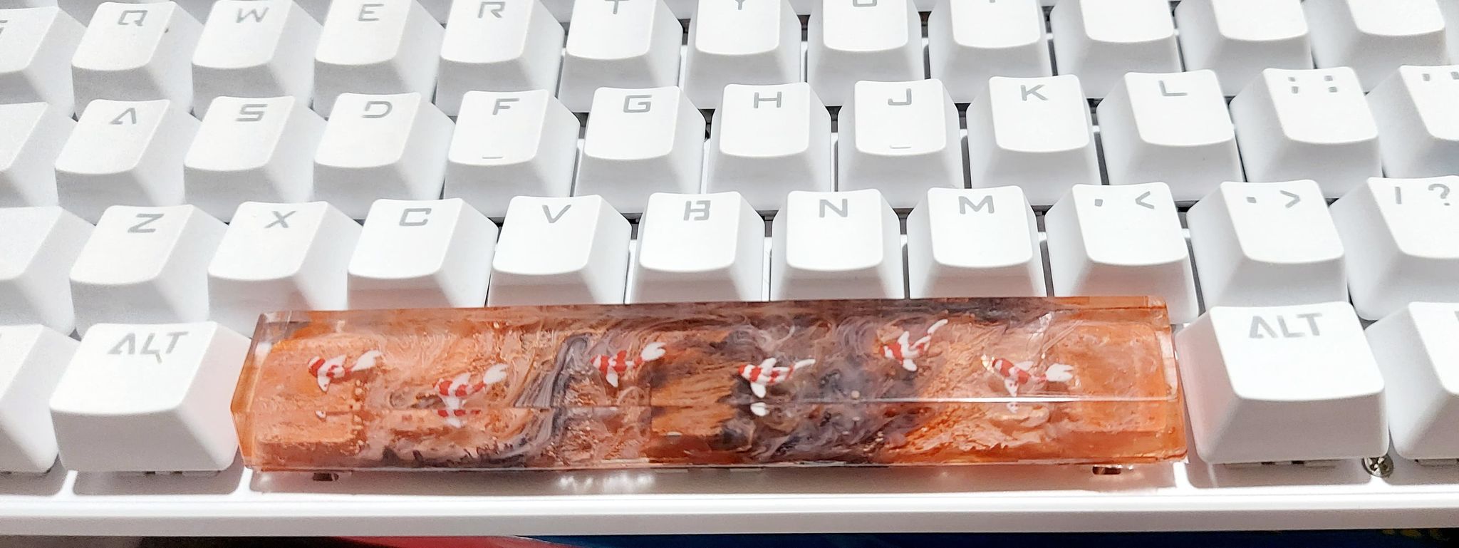 Keycap thanh spacebar cá koi tone cam đen 6.25u trang trí bàn phím cơ gaming