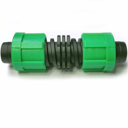 Đầu nối thẳng ống tưới nhỏ giọt dẹp 16mm kiểu ren vặn, phụ kiện dây tưới nhỏ giọt dẹp