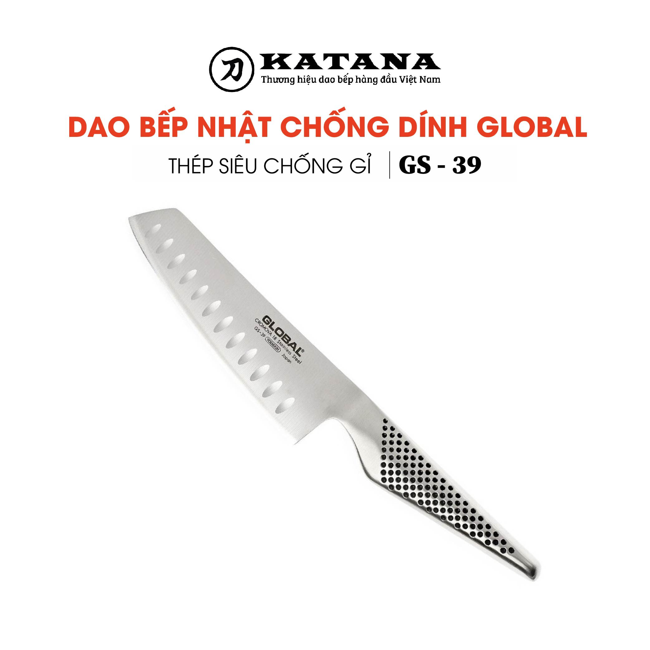 Dao bếp Nhật cao cấp Global GS39 Nakiri chống dính