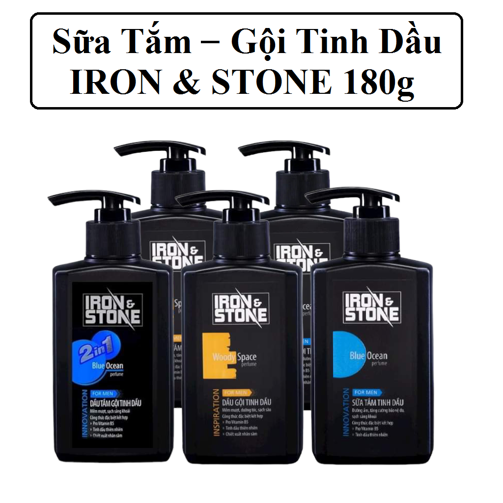 Sữa tắm/dầu gội tinh dầu iron & stone innovation hương blue ocean 180g dành cho nam