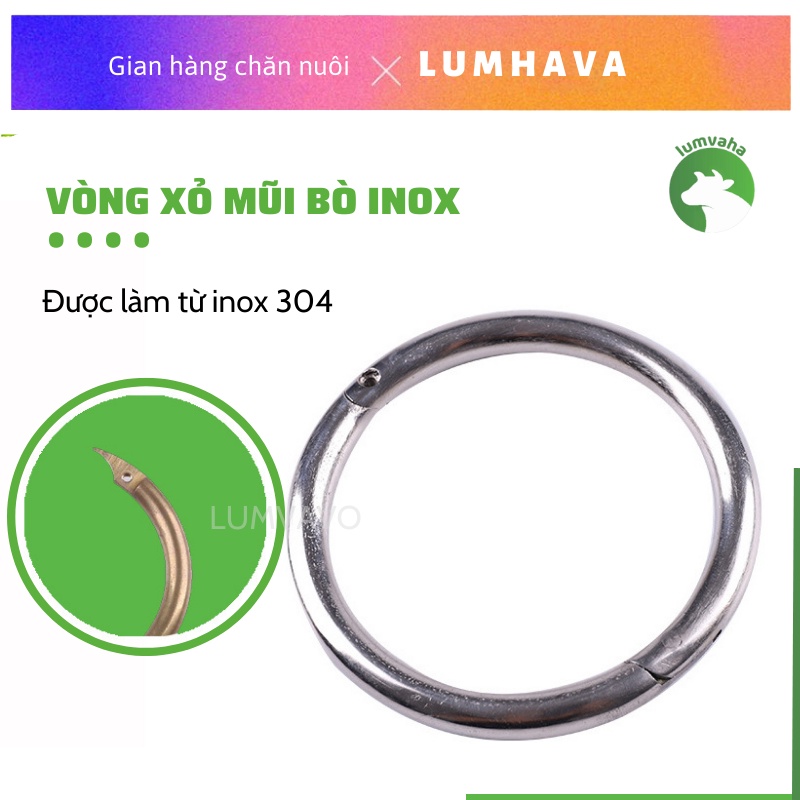 Vòng xỏ mũi bò inox 304 bấm mũi gia xúc va26