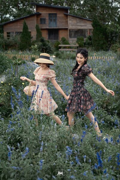 Đầm hoa nhí cổ vuông bèo xếp li jm dress design 1s19.2203og