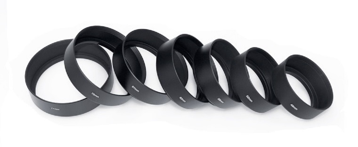 Hood kim loại tròn không lỗ phi 40.5/43/46/49/52/55/58/62/67/72/77mm