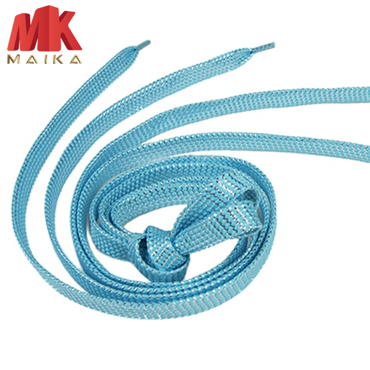 (1 đôi) - Dây Buộc Giày Sợi Dẹt Màu Xanh Biển Kim Tuyến Bạc MKPK13 110cm - dây giày nam nữ, dây giày thể thao dẹt, dây buộc giày thời trang, dây giày dù, dây dù, dây giày phượt, dây giày vải MK MAIKA