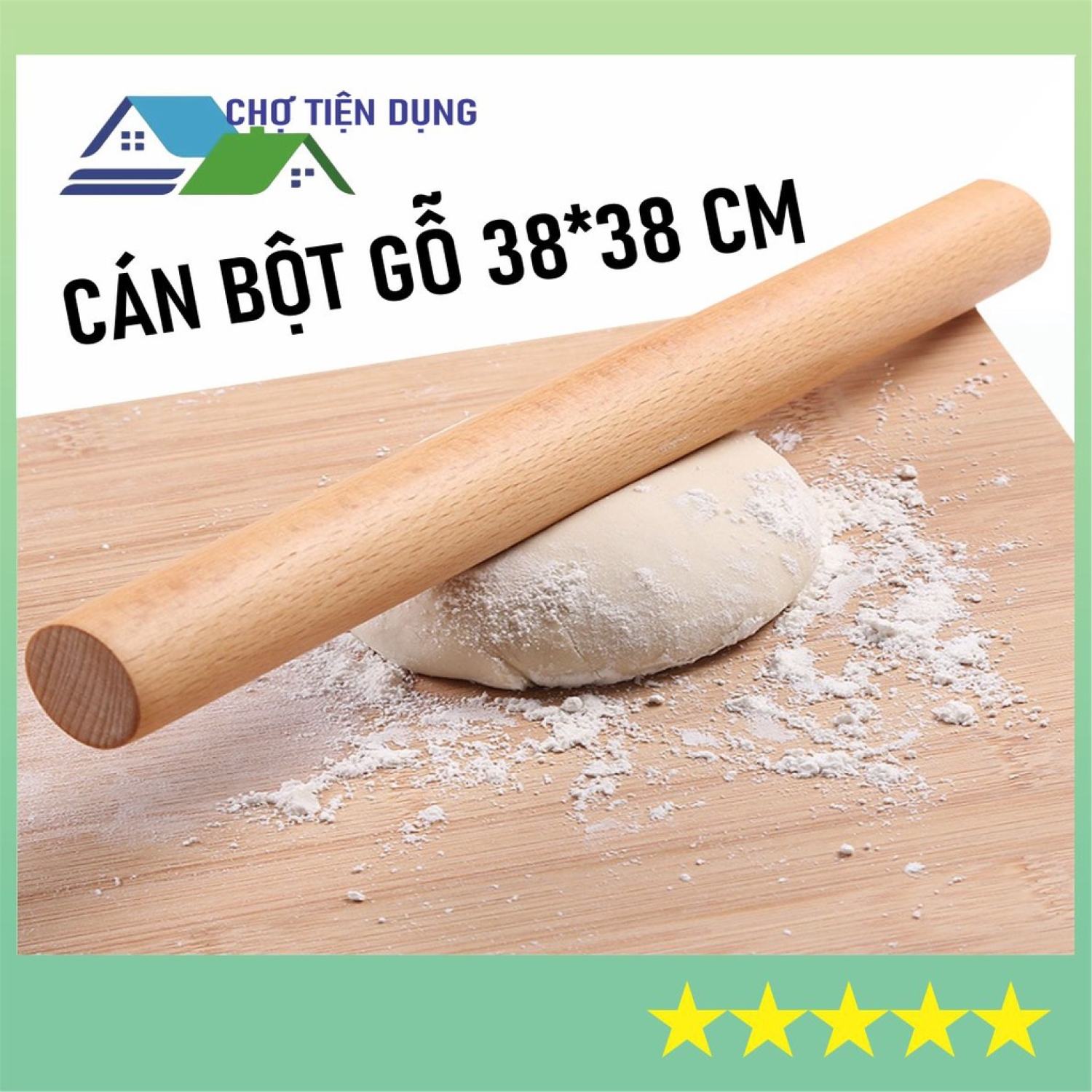 Cây cán bột gỗ 28 cm cán bột mì dụng cụ làm bánh cao cấp - canbotgo280