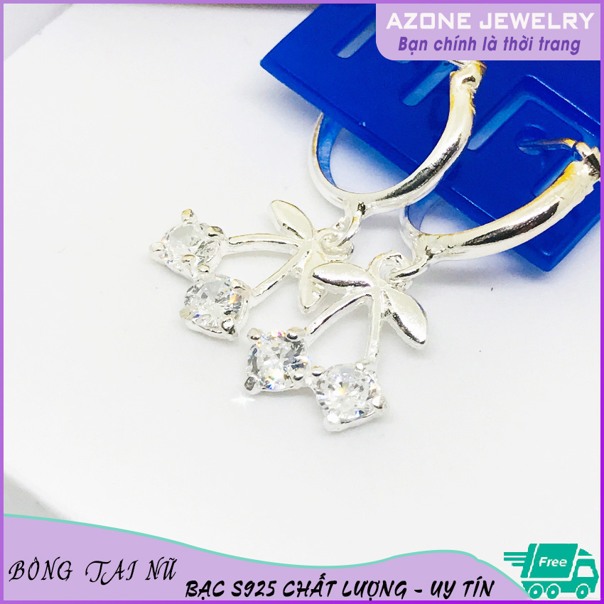 Bông tai | Bông tai nữ | Bông tai bạc trẻ em [FREESHIP] Bạc S925 Bông kiểu đính đá #AZBT008 - Azone 24h Khuyên nụ Hoa tai