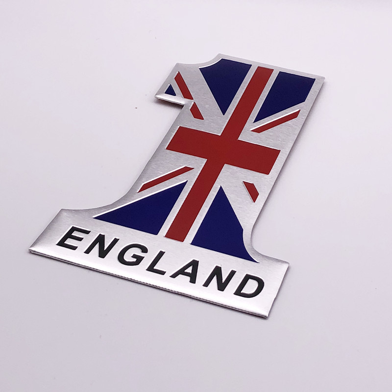 Tem nhôm dán xe số 1 size to 12x8cm hình cờ Anh England