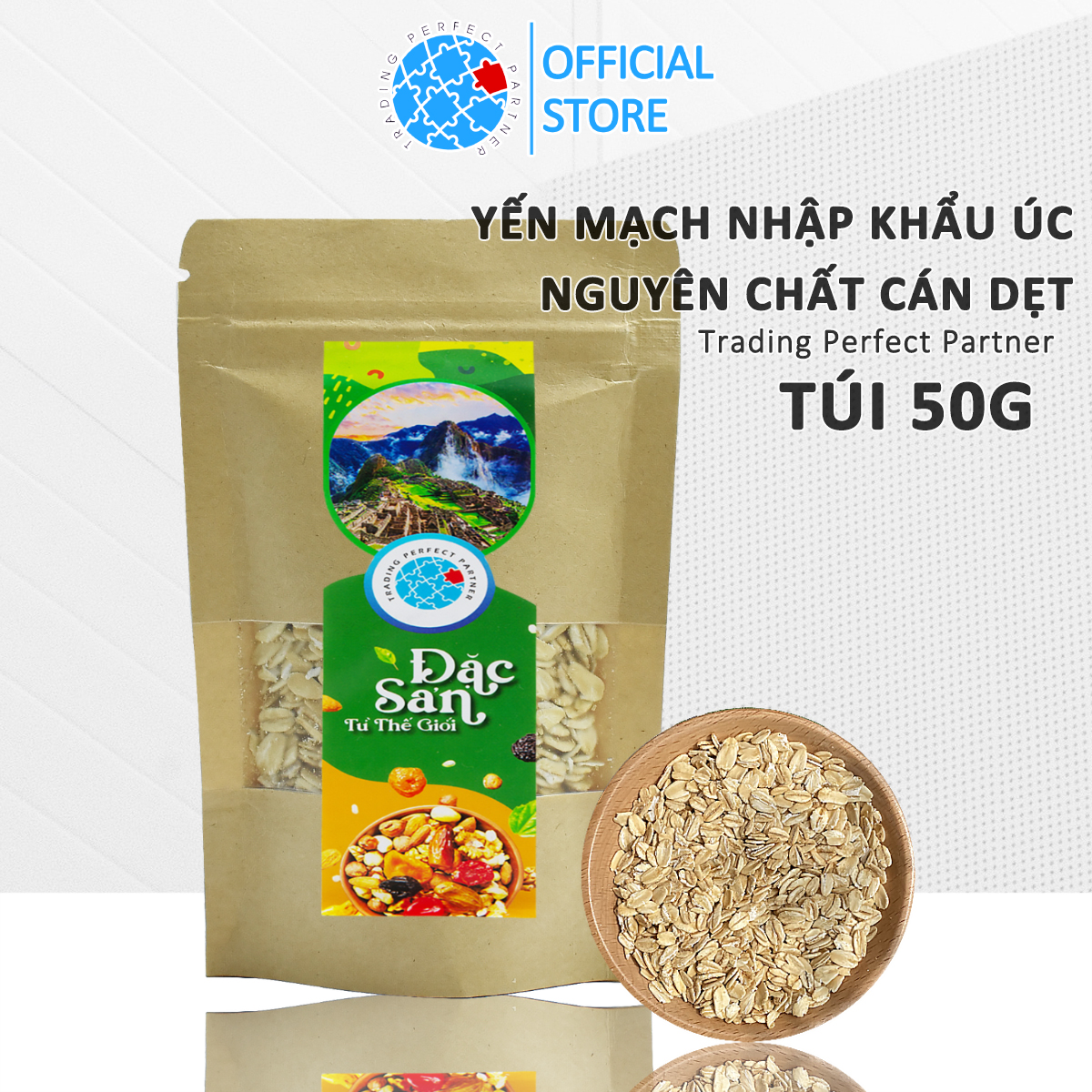 Yến Mạch Cán Dẹt (Cán Mỏng) Nguyên Chất Nhập Khẩu Úc túi 50G Trading Perfect Partner ngũ cốc tác dụng giảm cân