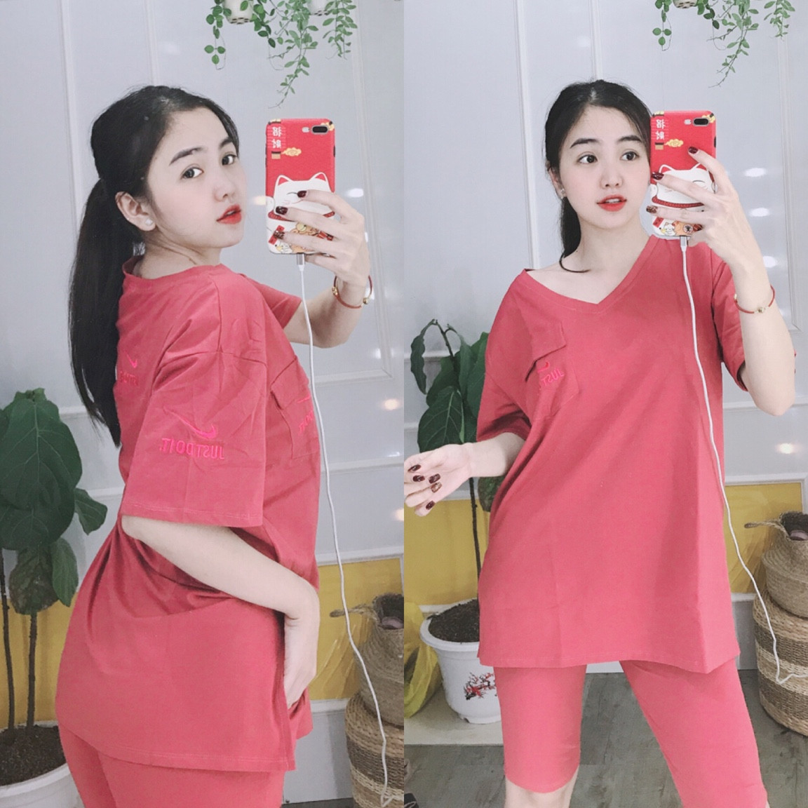 Đồ bộ nữ, set bộ thun lửng, set bộ ngố chất cotton mặc nhà dễ thương form rộng thoải mái bigsize tới 85kg