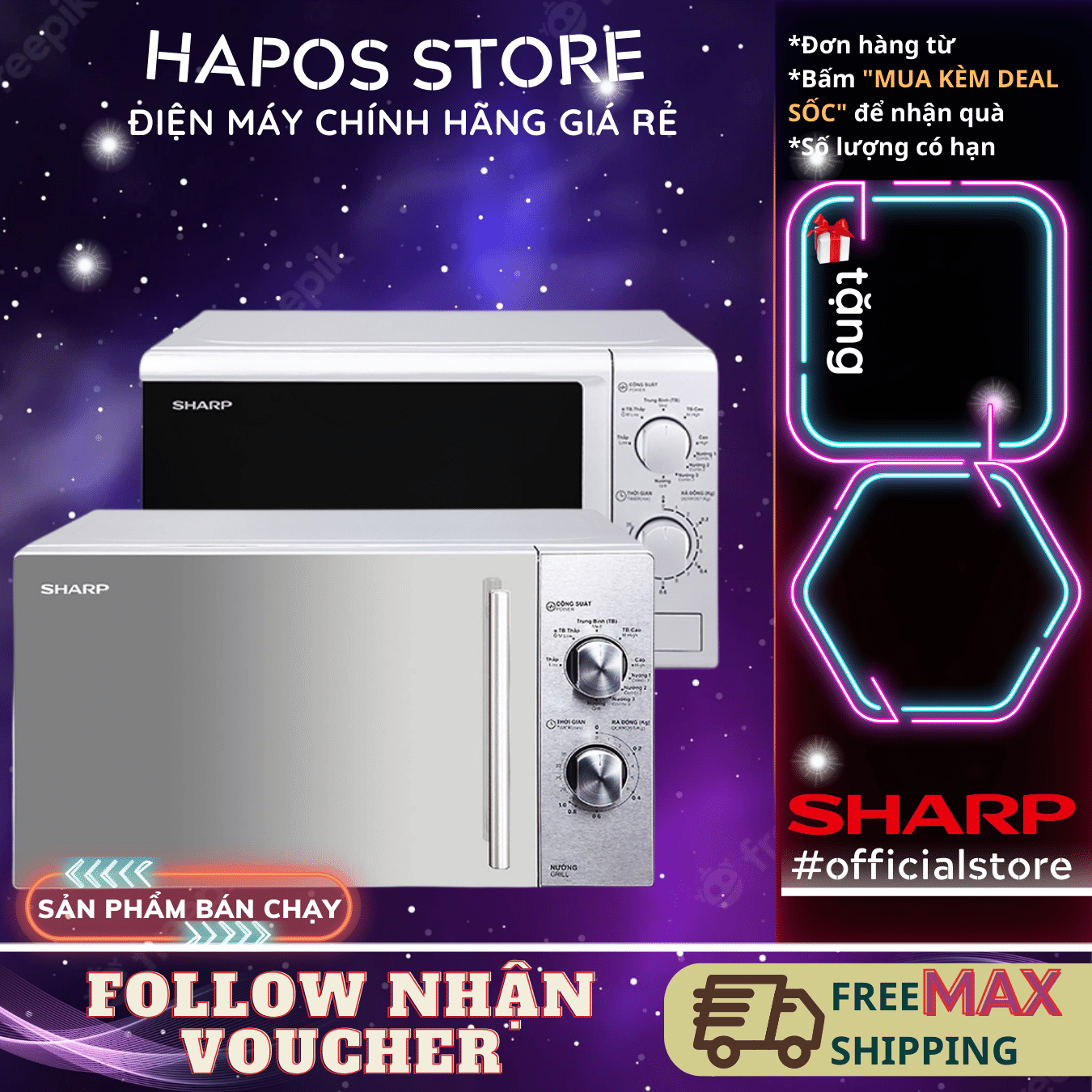Lò vi sóng cơ có nướng Sharp R-G227VN-M/R-G223VN-SM 20 lít