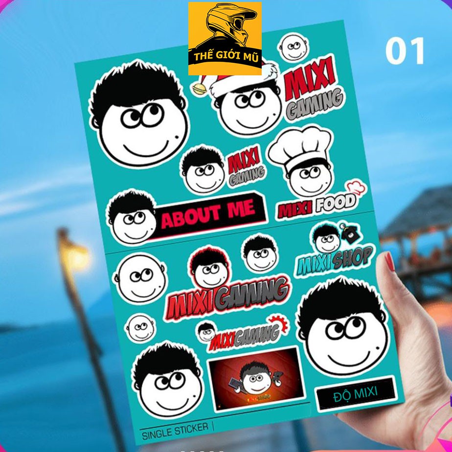 Sticker Độ Mixi dán mũ bảo hiểm, điện thoại, vali, laptop cute PVC chống nước