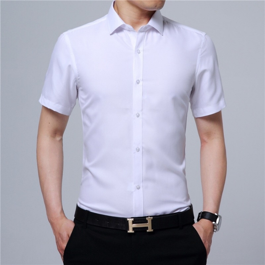 [HCM]ÁO SƠ MI NAM TRƠN NGẮN TAY PHONG CÁCH NĂNG ĐỘNG