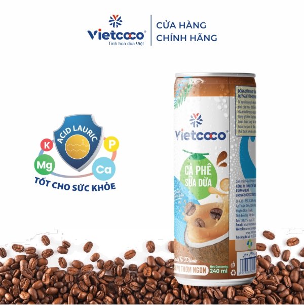 CÀ PHÊ SỮA DỪA LON NHÔM VIETCOCO 240ML