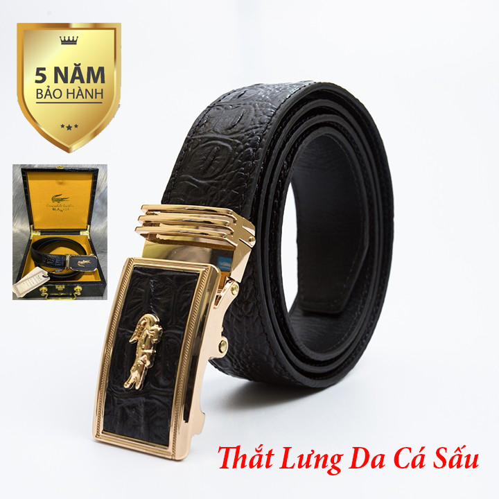 Thắt Lưng Nam Cao Cấp dây Lưng Nam Da Thật Đẹp Da Cá Sấu Vân Lưng Dây thắt lưng da cá sấu liền nguyên con cá sấu BH 12 tháng