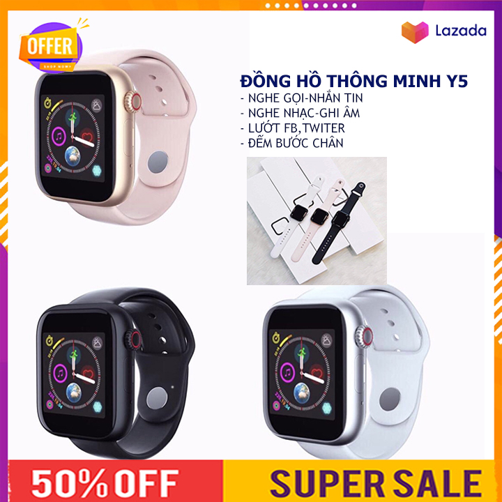 Đồng hồ thông minh Y5 lắp sim nghe gọi, nhắn tin, hỗ trợ thẻ nhớ, đo bước chạy, lướt FB, mạng xã hội, ghi âm, nghe nhạc