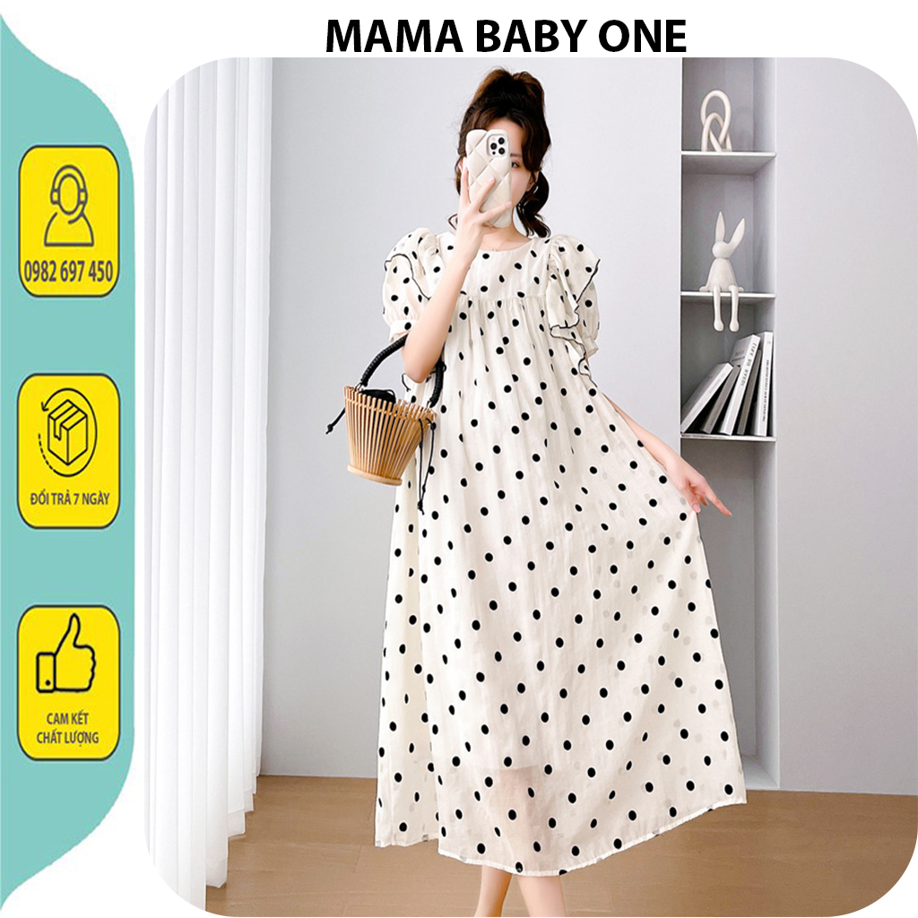 [V381 MẪU MỚI] ĐẦM BẦU CÔNG SỞ MÙA HÈ-VÁY BẦU THIẾT KẾ BABAYDOLL CHẤM BI TAY CÁNH TIÊN DÁNG TIỂU THƯ BÁNH BÈO CƯC XINH