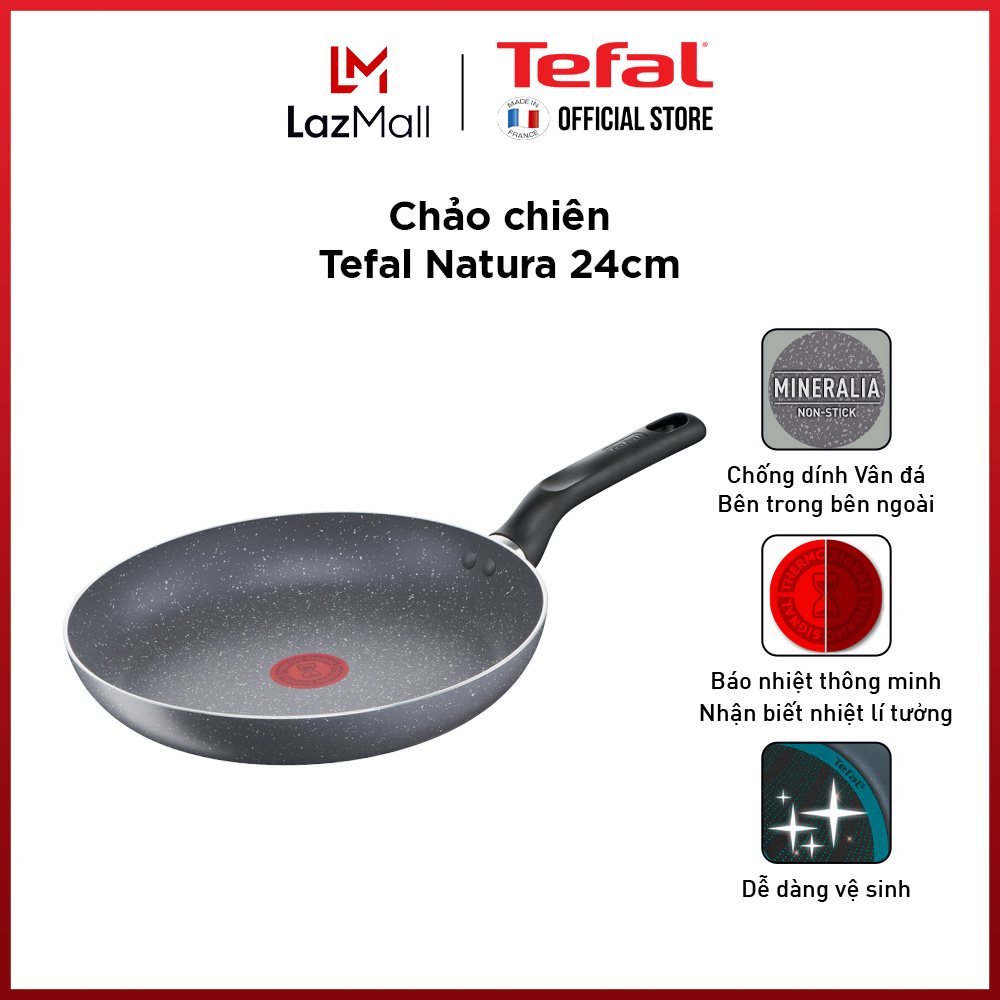 Chảo chiên chống dính Tefal Natura 24cm, dùng cho bếp gas và hồng ngoại- Gian hàng chính hãng bảo hành 2 năm-B2260495