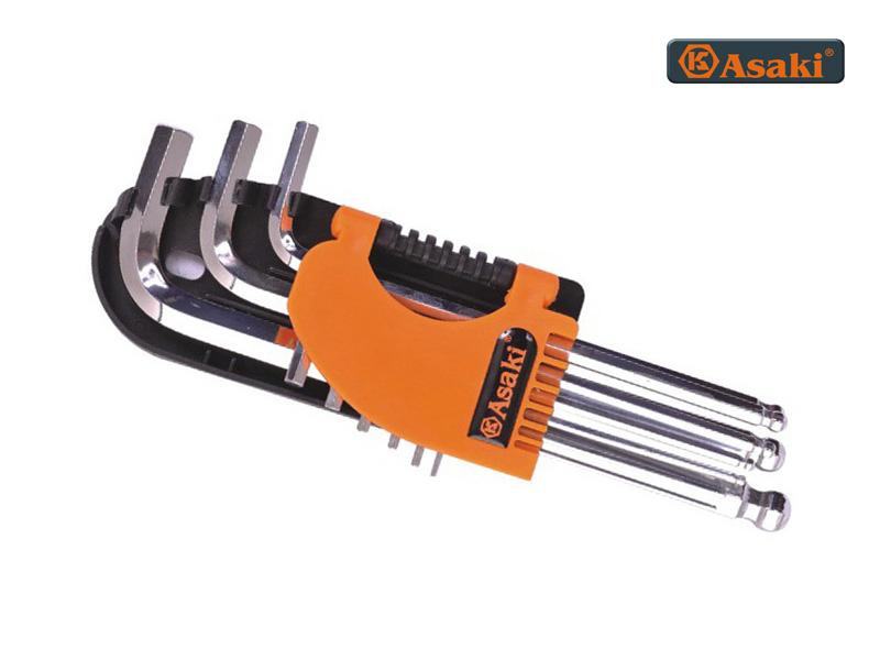 Bộ lục giác đầu bi 9 cây chuẩn asaki ak-194 c2-1.5-10mm