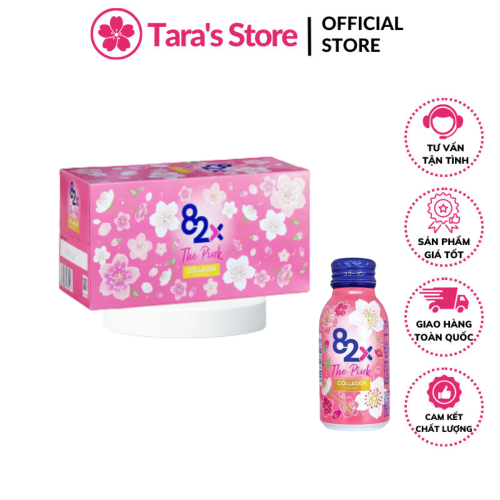 82X-The Pink Collagen 100ml Hàm Lượng 1000mg Collagen, Nước Uống Đẹp Da Đến Từ Nhật Bản (LỐC 10 CHAI)
