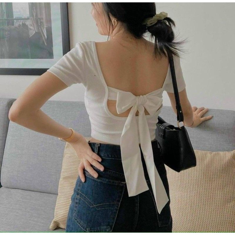 Áo croptop dây buộc nơ lưng entyty shop a2-bnl