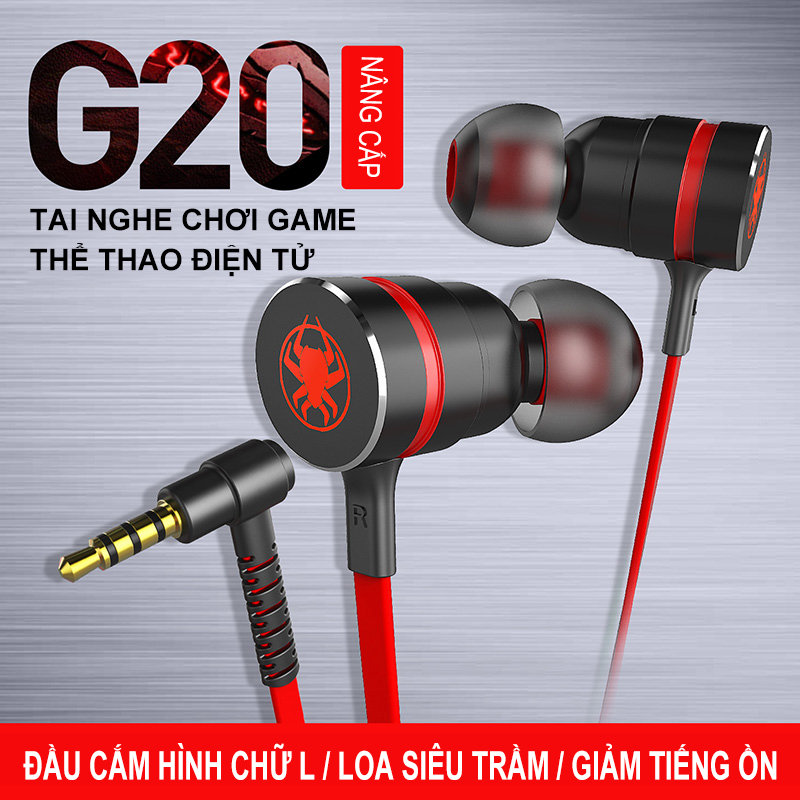 Tai nghe Game thủ, tai nghe in ear gaming Plextone G20 mẫu mới 2021 dây dẹt chống rối, Jack 3.5mm chữ L chống gẫy, Microphone Built in Filter Circuit, tặng kèm dây nối dài 90cm và cáp chuyển đổi dùng cho máy tính, PC Gaming và Laptop Gaming.
