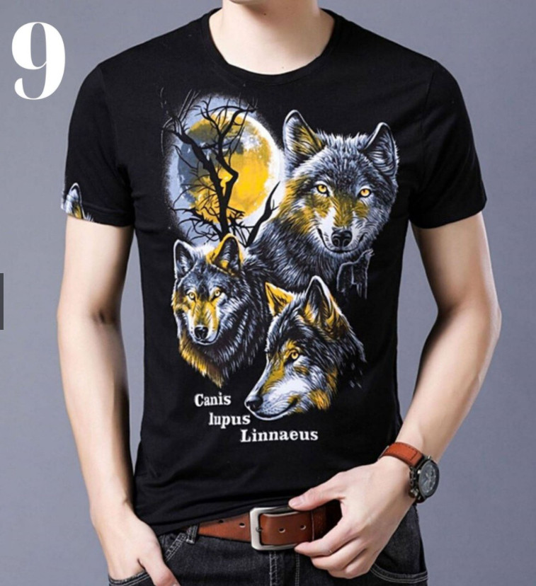 Áo Nam in 3D HÌNH SÓI vải COTTON LẠNH (ảnh tự chụp)