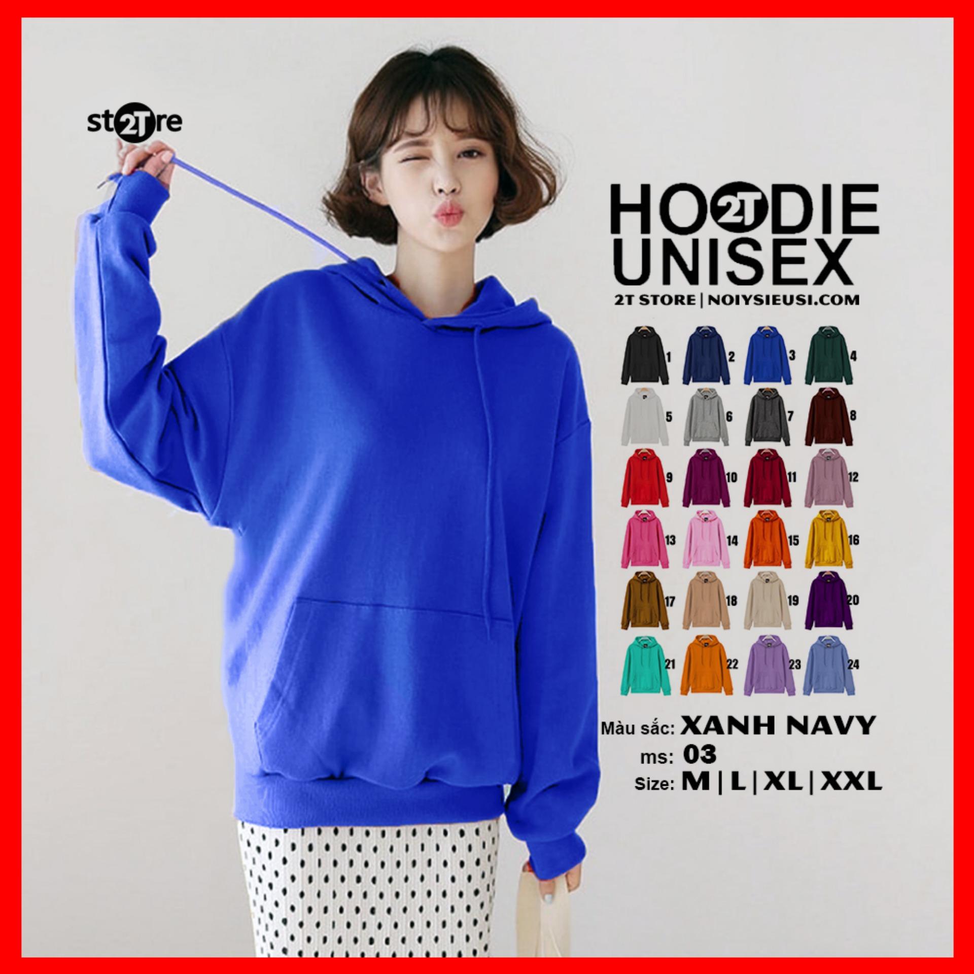 [4.4 HOÀN TIỀN 15%][HCM]ÁO KHOÁC HOODIE TRƠN UNISEX - XANH DƯƠNG NAVY