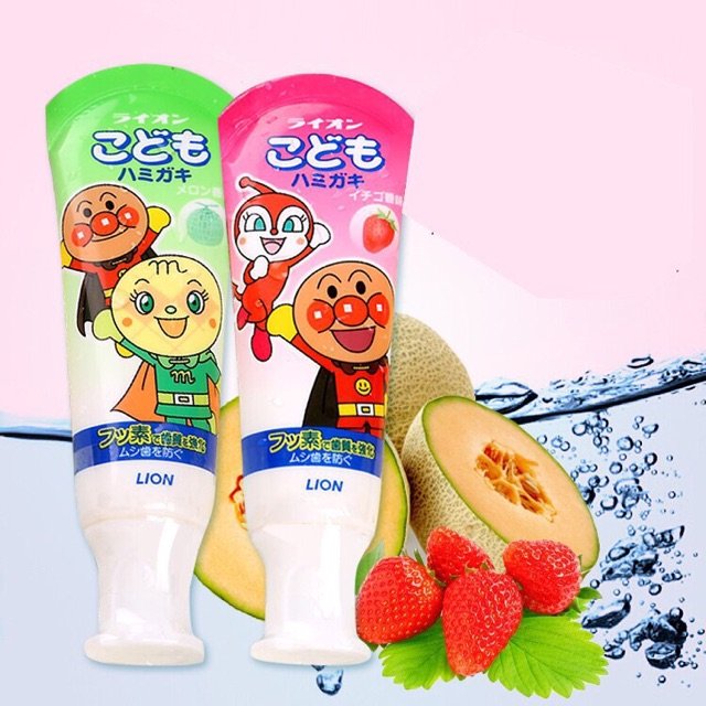 Kem đánh răng trẻ em Lion Nhật Bản 40gr - Dưa lưới Dâu