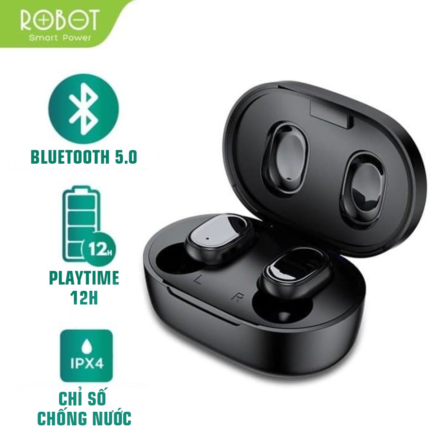 Tai nghe không dây true wireless robot airbuds t20 bluetooth 5.0 - chống nước ipx4 - bảo hành 12 tháng 1 đổi 1