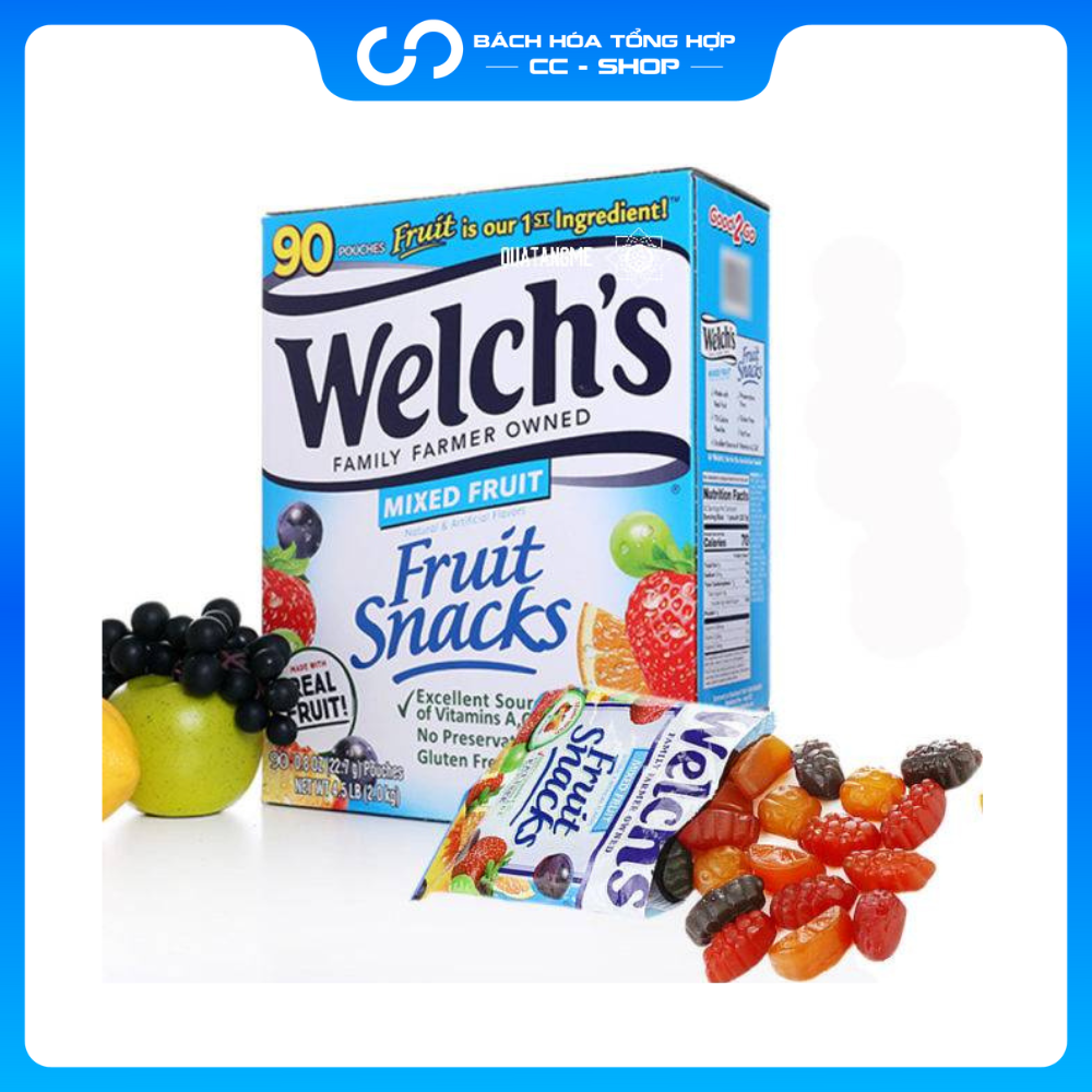Hàng Mỹ 5 2024  Hộp Kẹo Dẻo Trái Cây Welch s Fruit Snacks 90 gói hộp