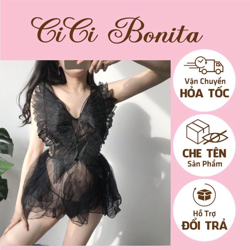 Đầm ngủ nữ/ váy xuyên thấu hóa trang thiên nga, cánh tiên cici bonita cv23- ship hỏa tốc hcm