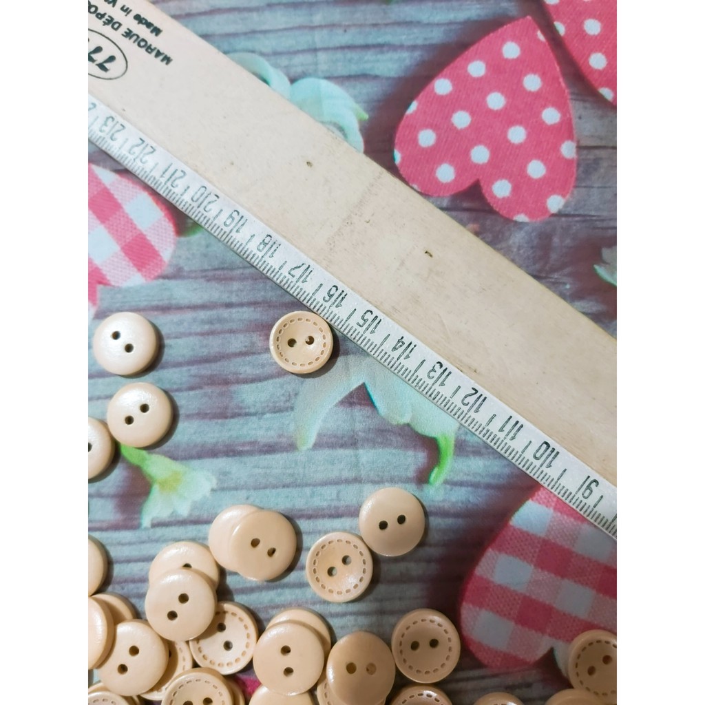 Set 5 nút gỗ lõm 2 lỗ chạy viền kích thước 15mm