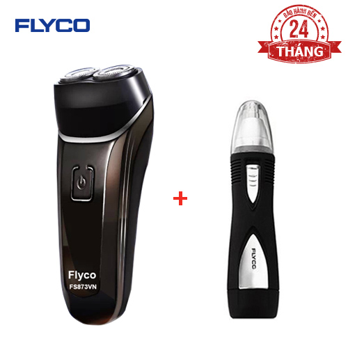 Bộ đôi FLYCO Máy cạo râu 2 lưỡi kép chống nước toàn thân FS873VN và Máy tỉa lông mũi FS7805VN