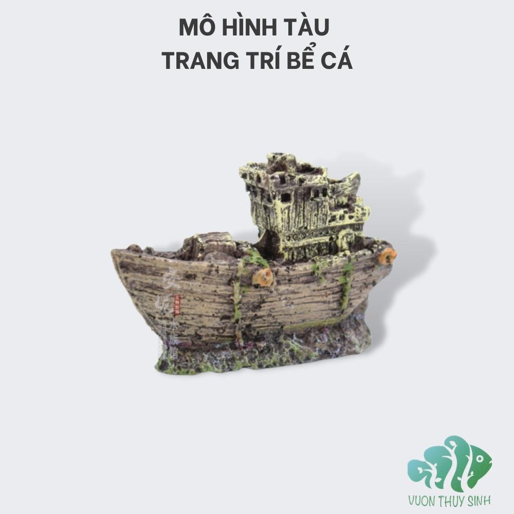 Mô Hình Con Tàu Châu Âu cổ điển rêu phủ (Trang Trí Bể Cá Bể Thủy Sinh)