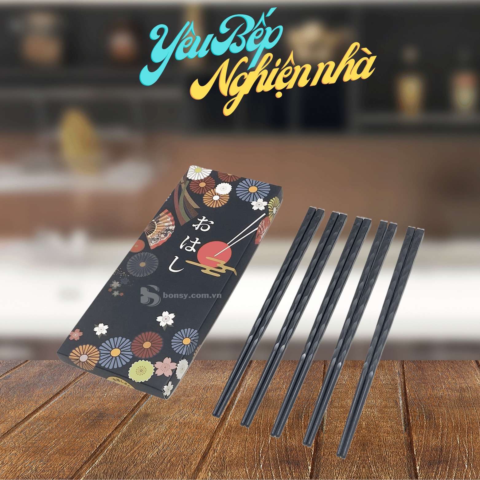 Set 5 đôi đũa sợi thuỷ tinh kháng khuẩn Shikisai tránh trơn trượt khi gắp Nội địa Nhật Bản Yêu Bếp Nghiện Nhà VNM