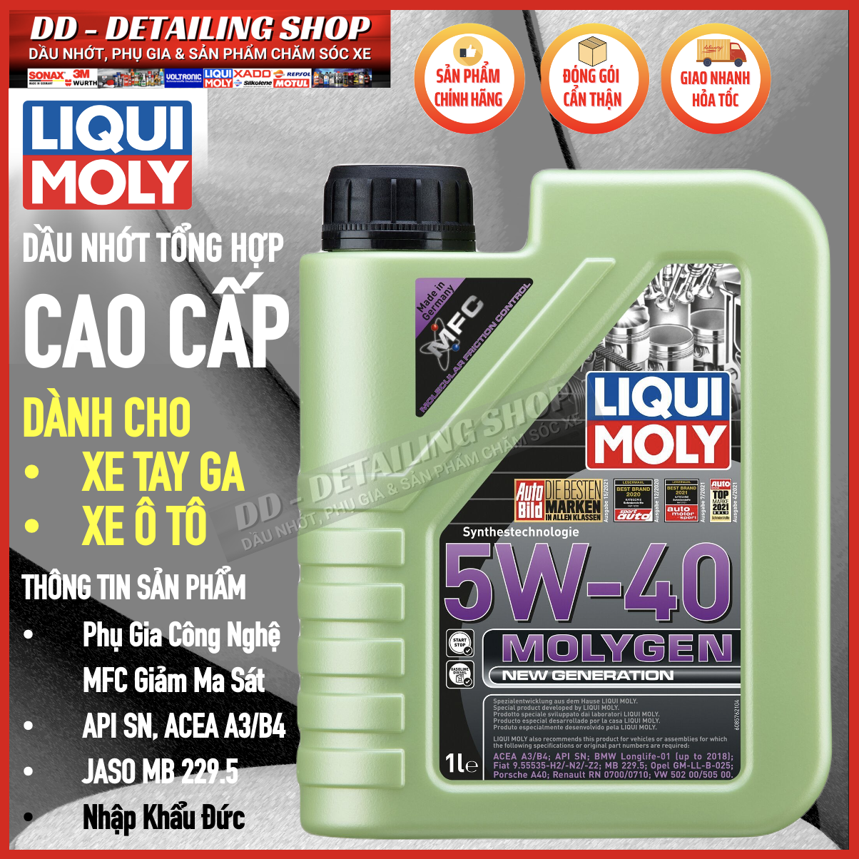 Liqui moly molygen 5w40 api sn, jaso mb dầu nhớt xe tay ga, ô tô - nhập khẩu đức , liqui 5w40, liqui tay ga, nhớt liqui moly 5w40, nhớt ô tô liqui moly