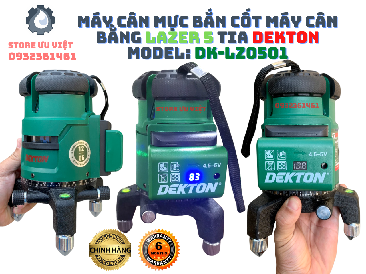 Máy cân mực bắn cốt máy cân bằng lazer 5 TIA DEKTON MODEL: DK-LZ0501 giá tốt