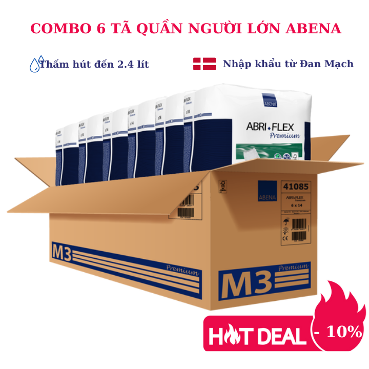 Combo 6 bịch tã quần người lớn Abena Abri Flex Fremium - Nhập khẩu Đan Mạch