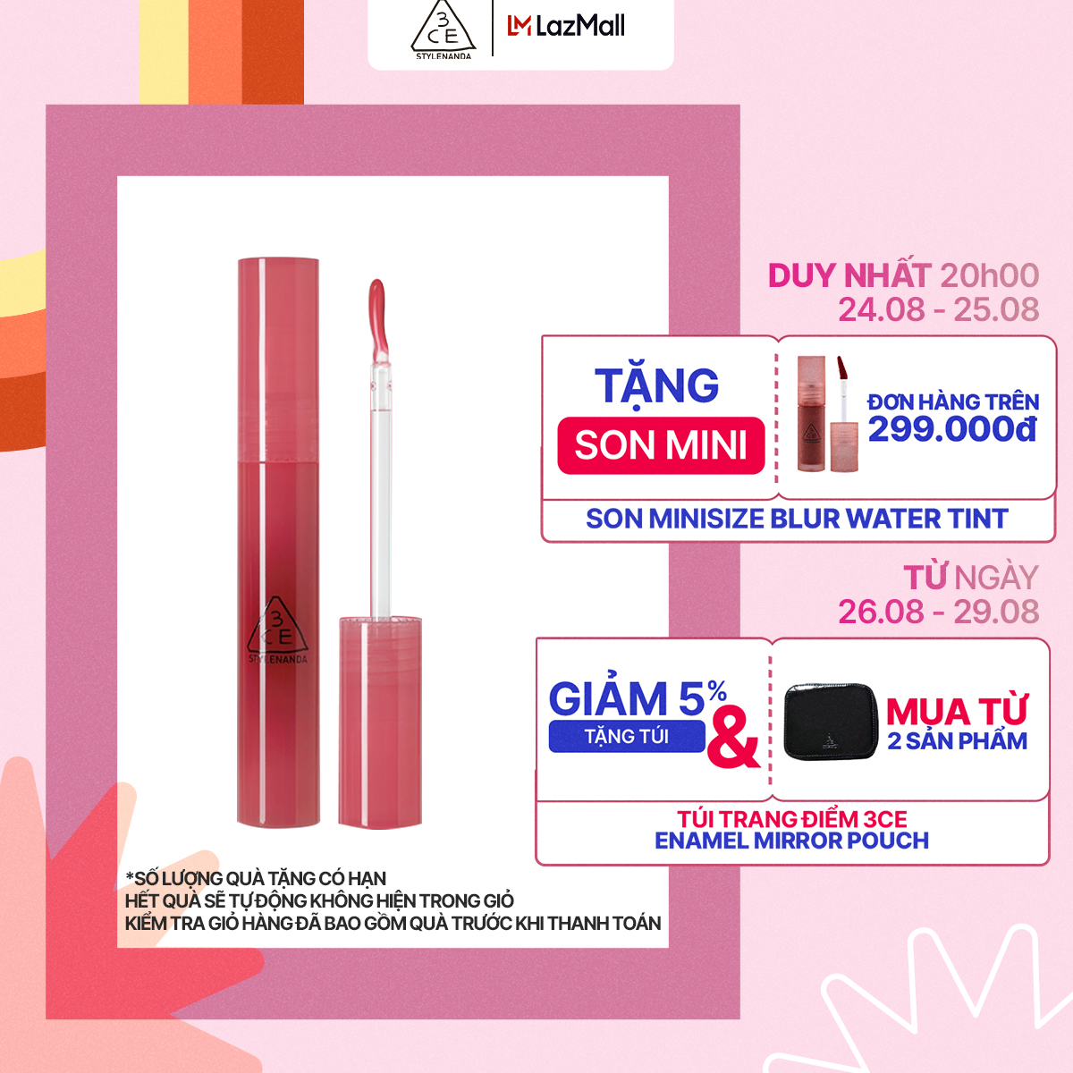 Son bóng dạng gel 3CE Drop Glow Gel 4g nâng tầm đôi môi