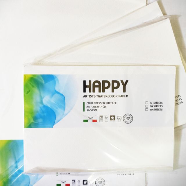 Giấy vẽ màu nước happy hạng họa sĩ 300gsm