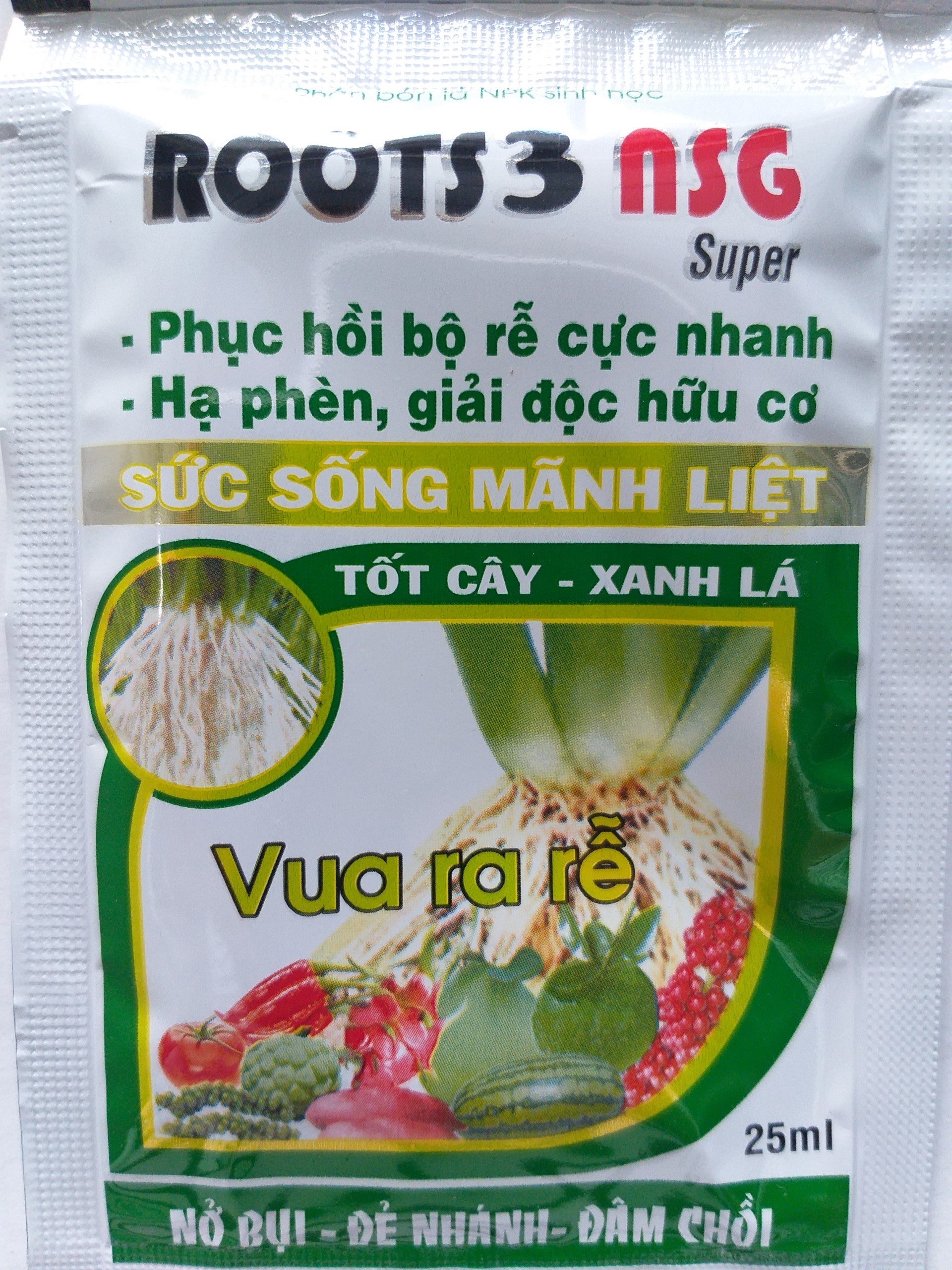 Phân bón lá npk sinh học - roots 3 nsg - 25ml - roots3goi