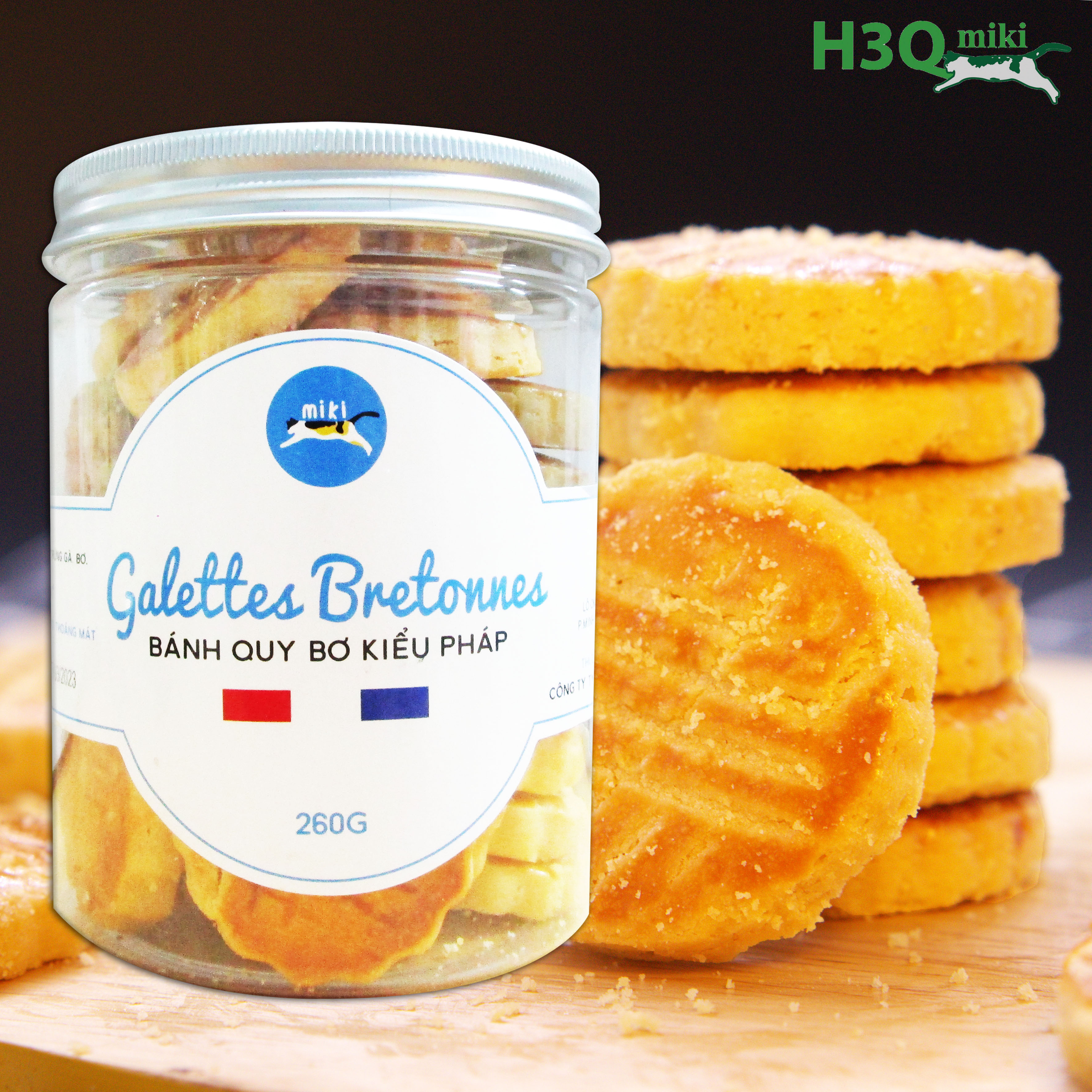 H3Q Miki Mildly Salty French Butter Cookies From New Zealand Dairy 260g Jar