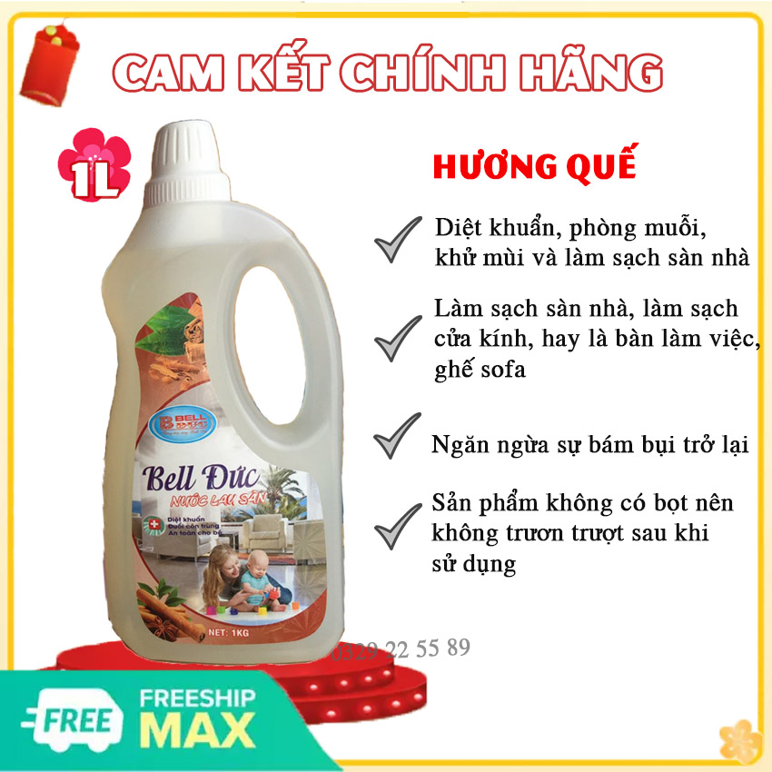 [CHỐNG MUỖI] Nước Lau Sàn Bell Đức Tinh Dầu Quế  1L- Nước lau sàn đuổi muỗi, Nước lau sàn mùi Quế