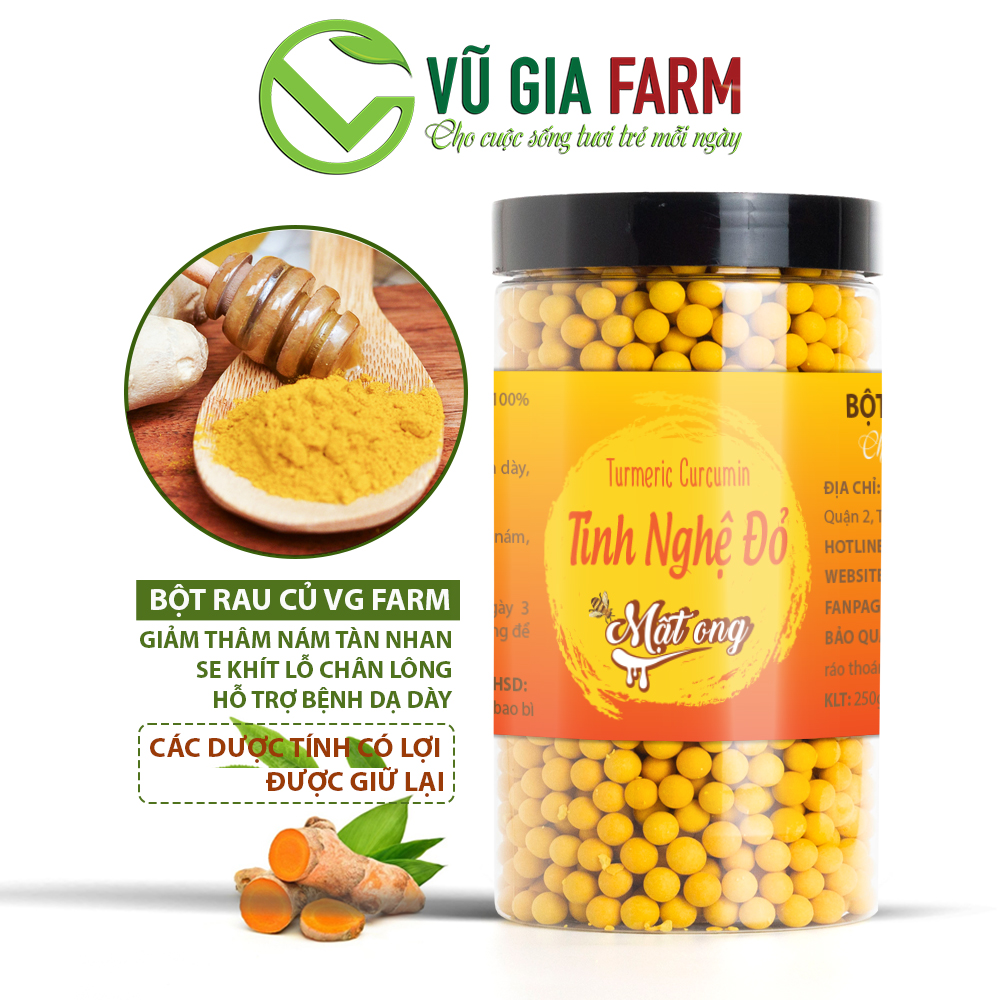 Tinh Nghệ Đỏ Viên Mật Ong Nguyên Chất Vũ Gia  - Tăng cường đề kháng, hỗ trợ tiêu hóa, dạ dày, đắp mặt dưỡng da hiệu quả - Đã được kiểm nghiệm y tế